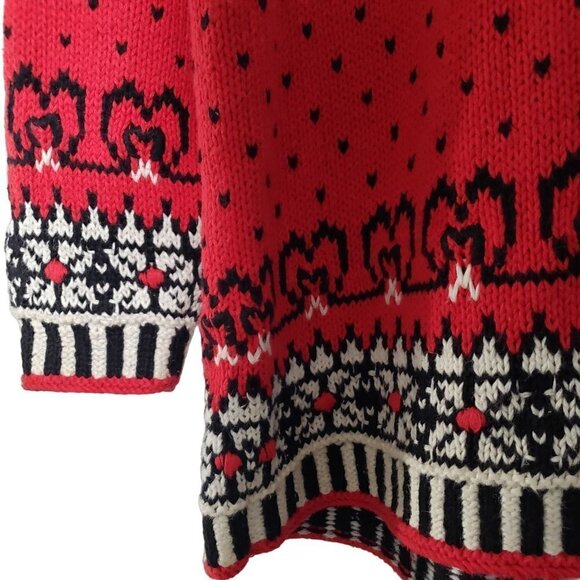 Vintage Hand Knit Snowman Sweater Nordic Red Winter Raphels Womens Large - Picture 4 of 9